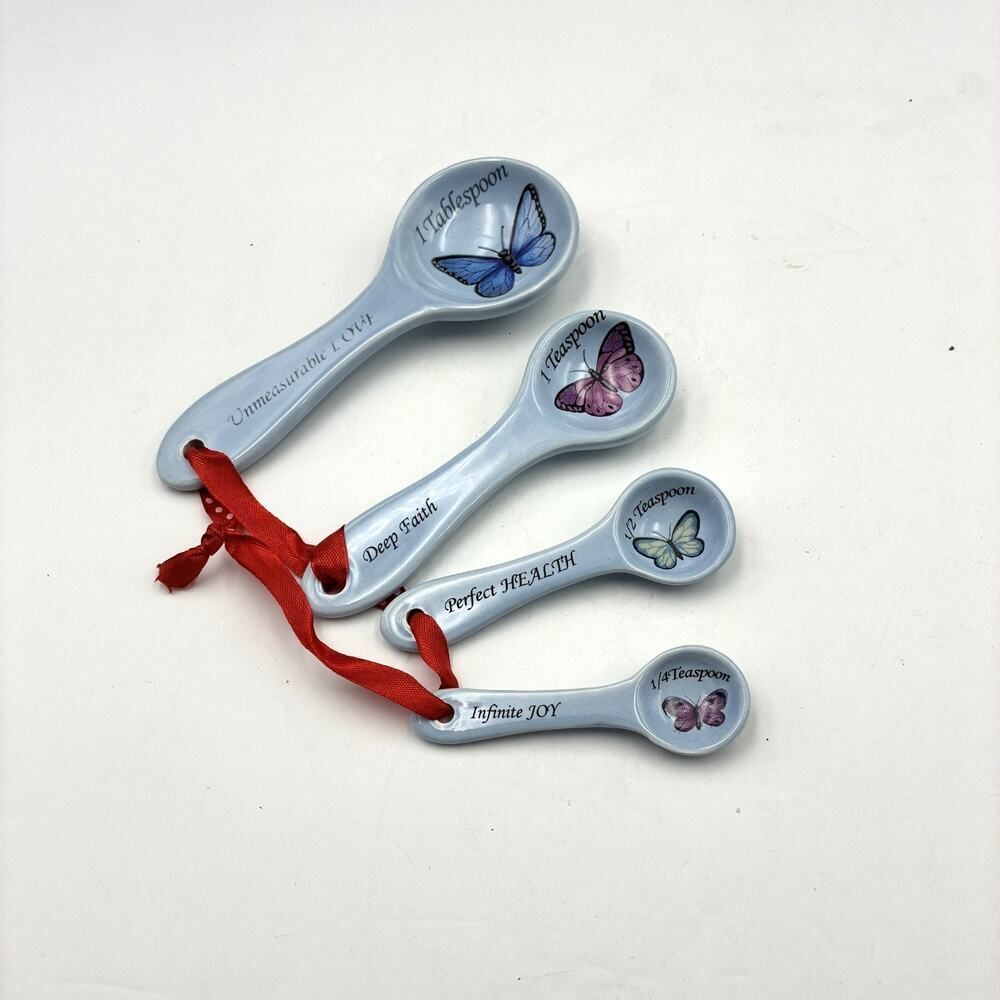 Set Butterfly Inspirational Measuring Spoons Deep Faith, Perfect Health, Joy sk7